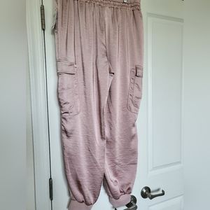 INC  Mauve Satin Joggers, size L